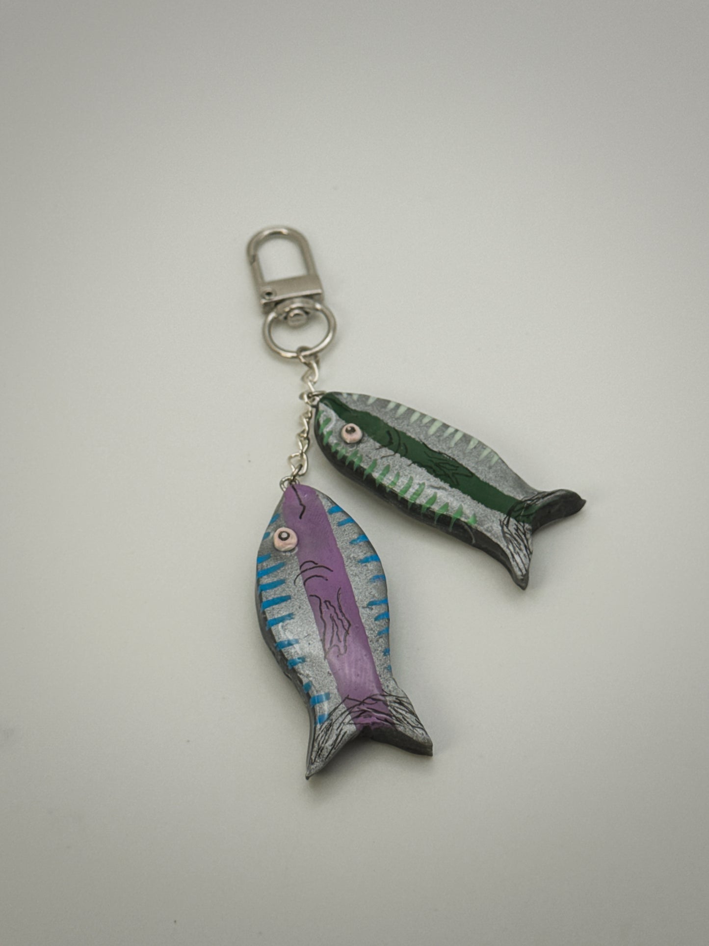 Pair of Fish Charm | Handmade Polymer Clay Key Chain