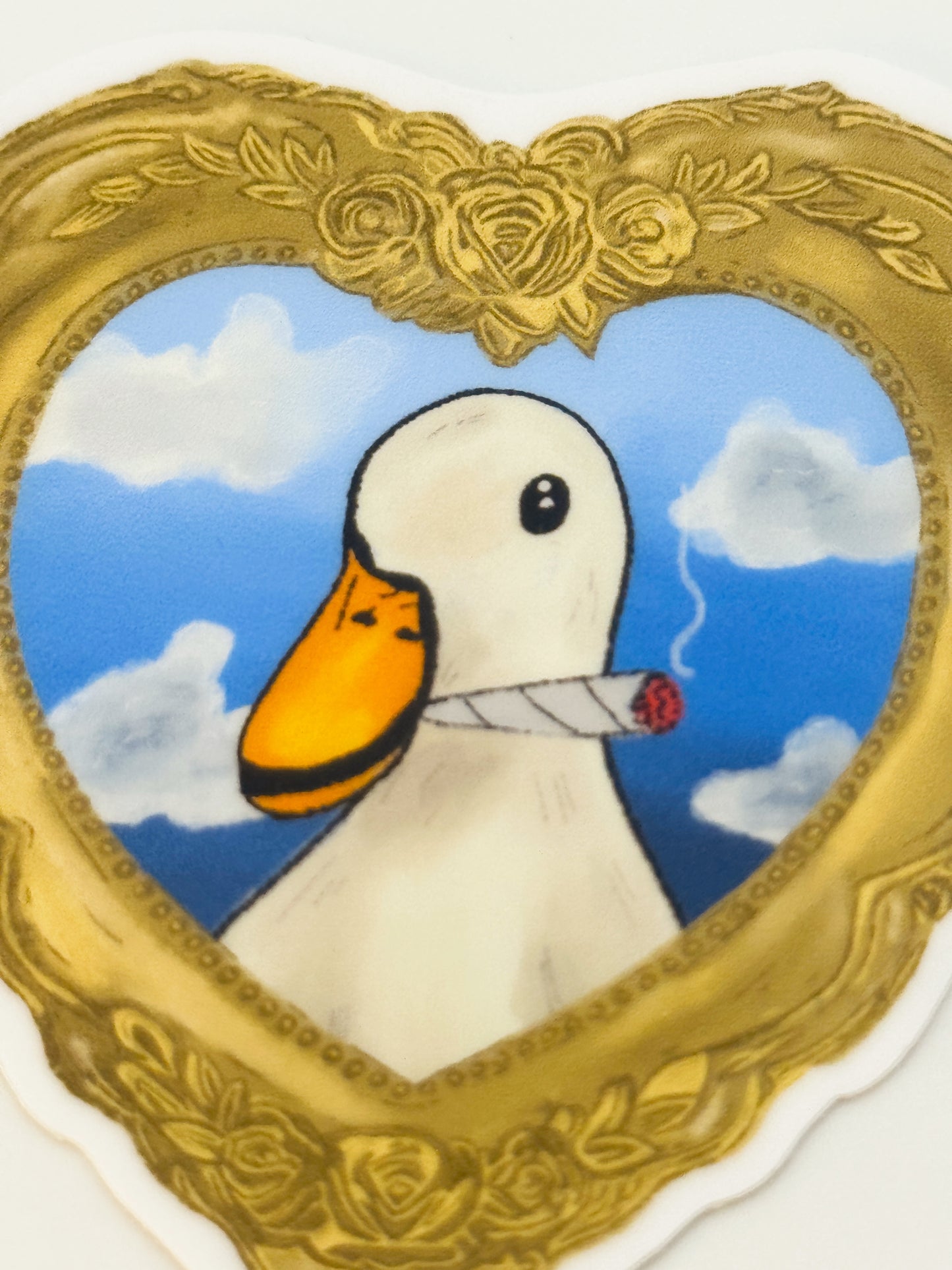 Vintage Frame Smoking Duck Sticker | Duck Vinyl Sticker