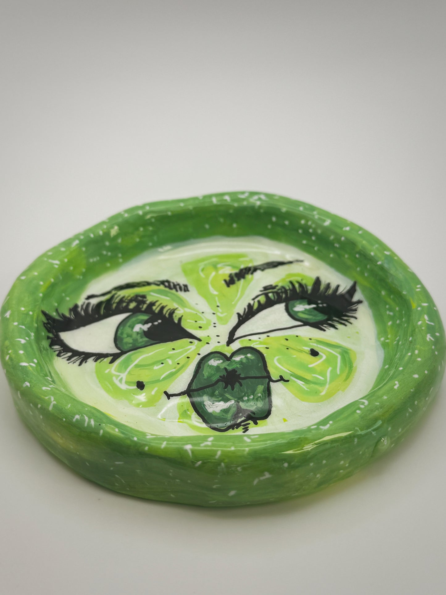 Lime Face Trinket Dish(3.5-4”) – Handmade Polymer Clay