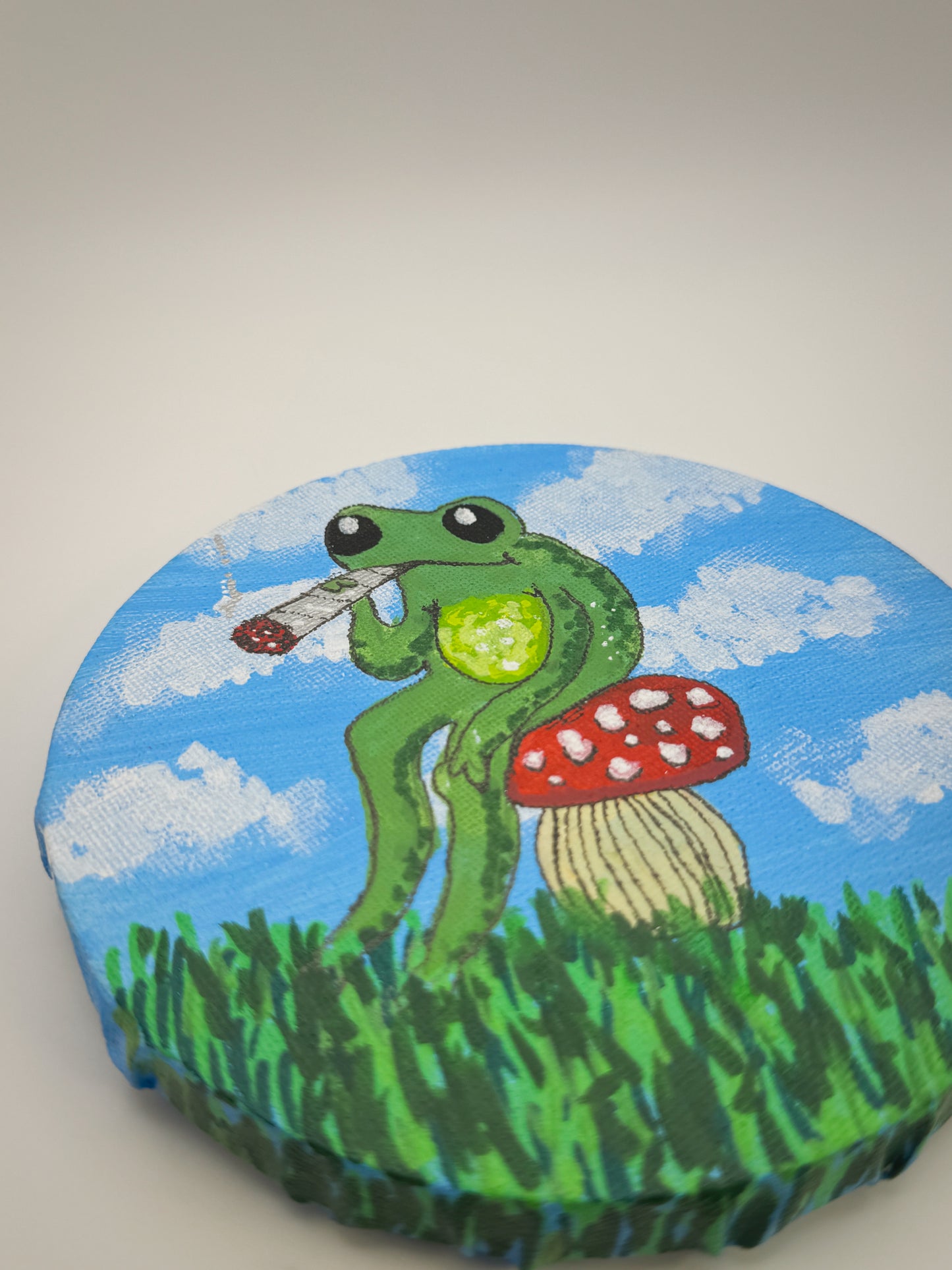 Rip It – Original Acrylic Painting on Round Canvas (5”)