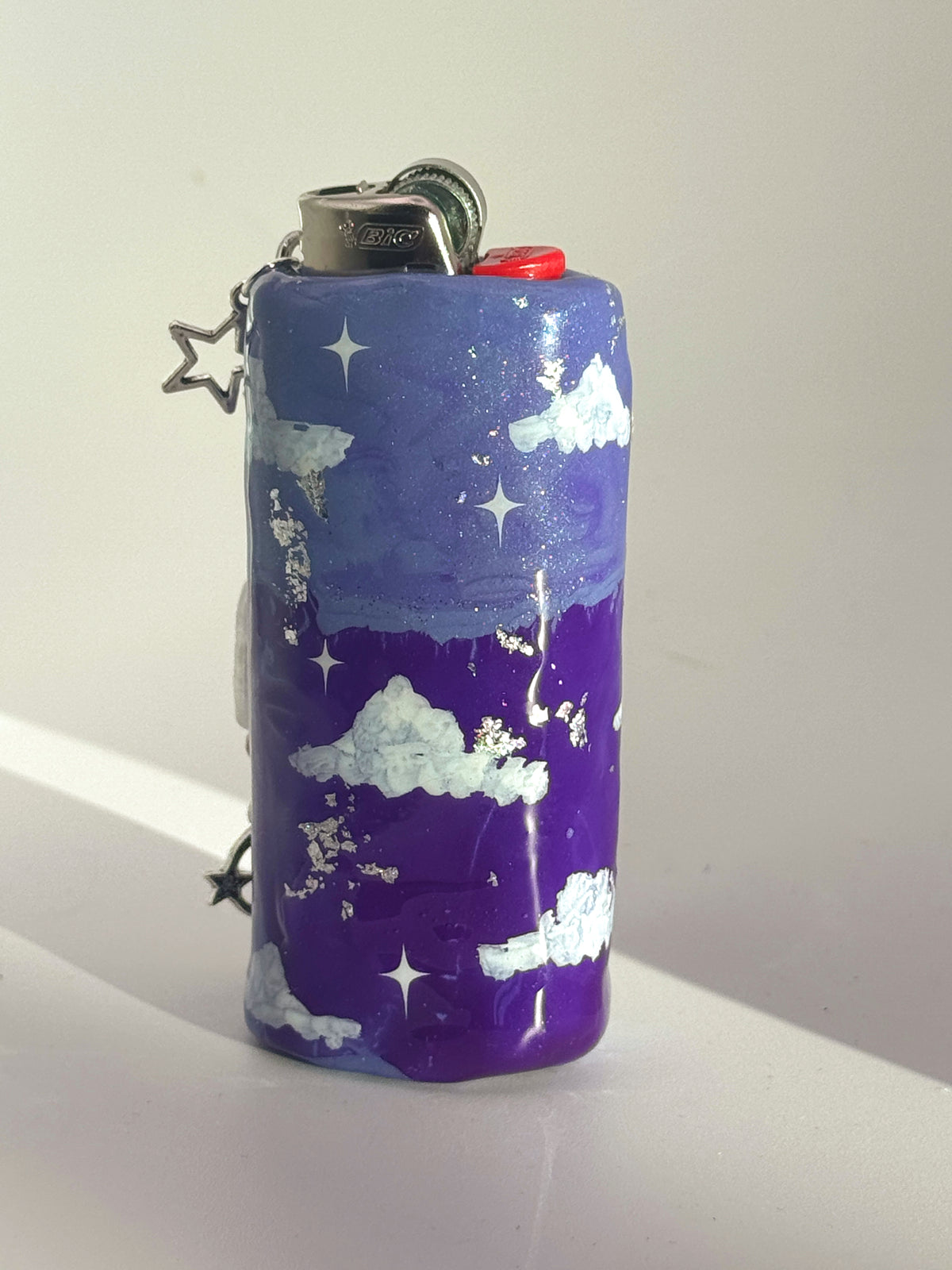 Black Cat Case with charm| Fits Standard Bic | Handmade Polymer Clay Art