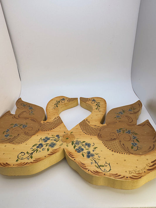 Vintage Hand-Painted Wooden Geese Wall Hanging (1987)
