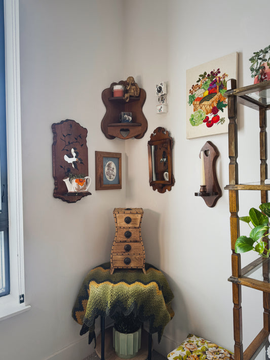 1980 Creative Circle Completed Crewel – "Vegetable Basket" Harvest Wall Art