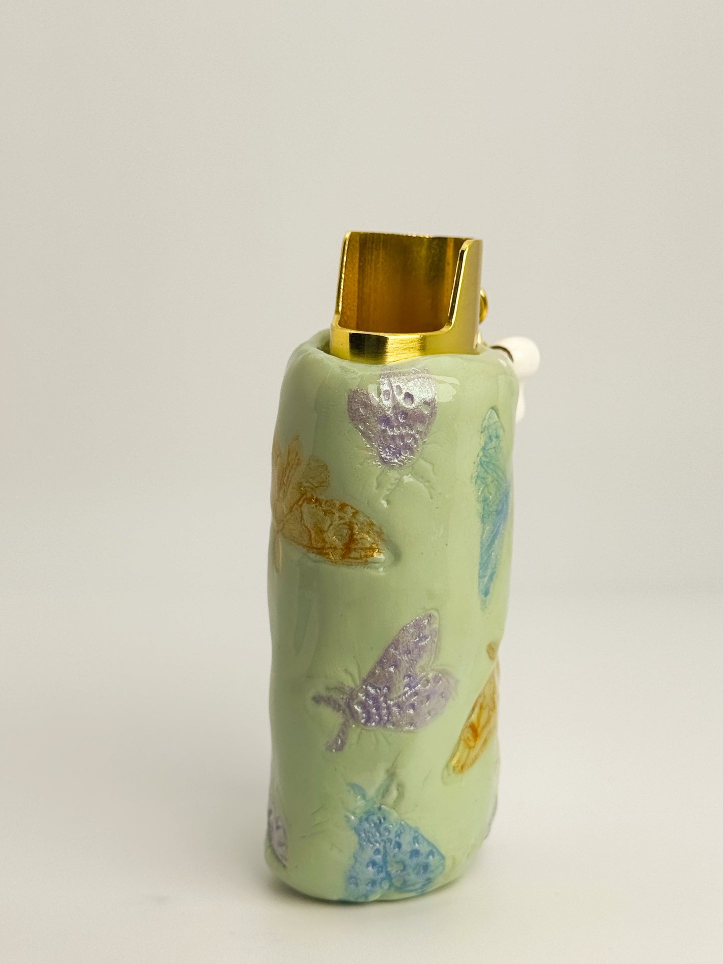 Butterfly & Bugs Lighter Case w/ Charm | Fits Standard Bic | Handmade Polymer Clay Art