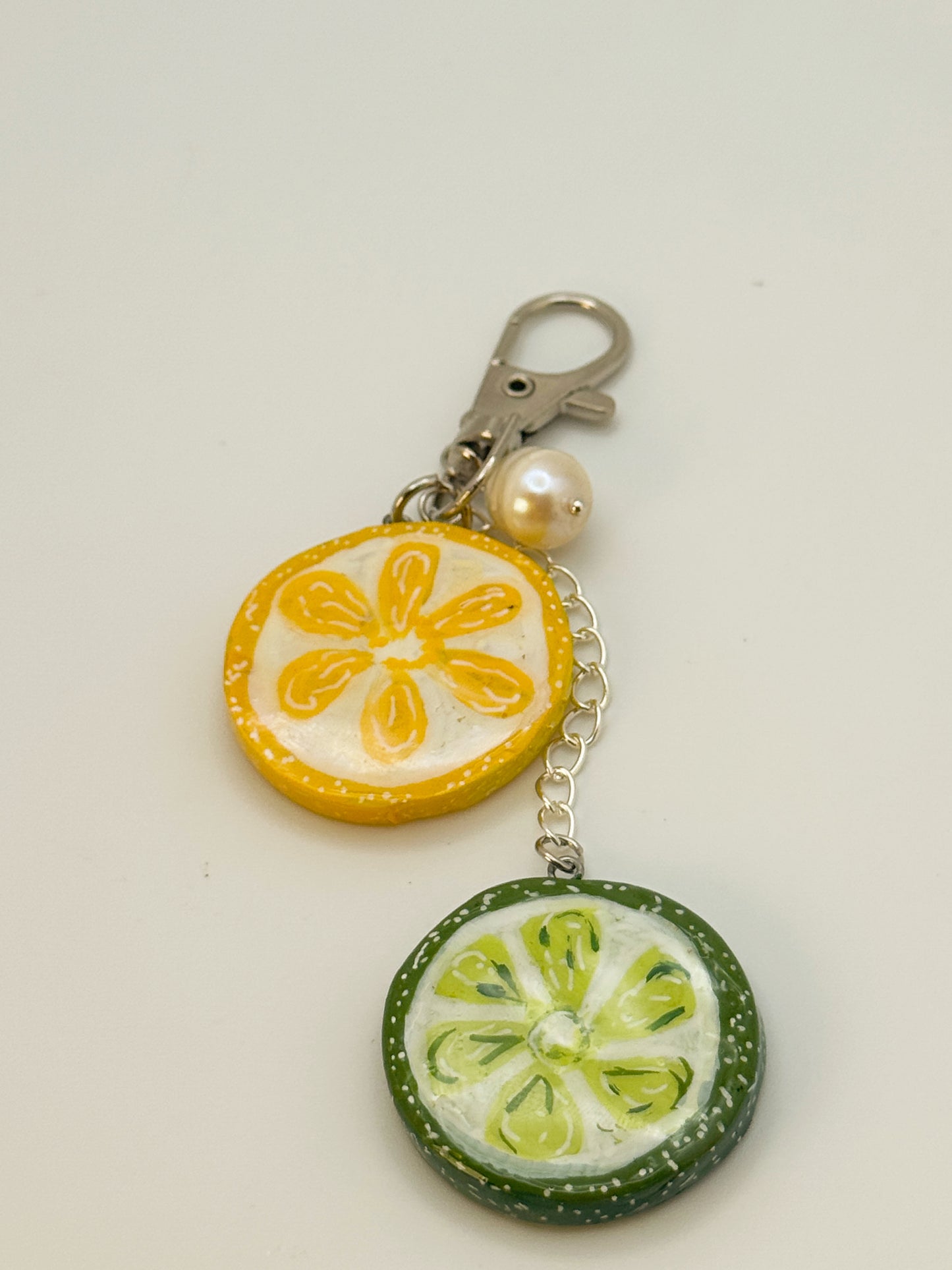 Sassy Lemon & Lime Keychain – Handmade Polymer Clay Bag Charm