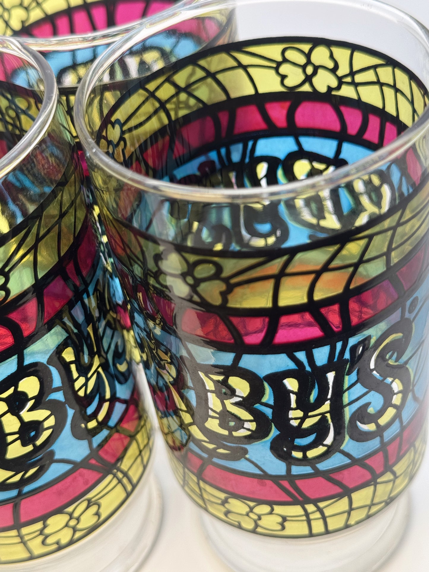 Vintage 70s Arby’s Stained Glass Style Promo Glasses – Set of 3