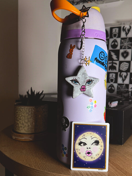 Whimsical Moon Vinyl Sticker | Celestial Moon Art