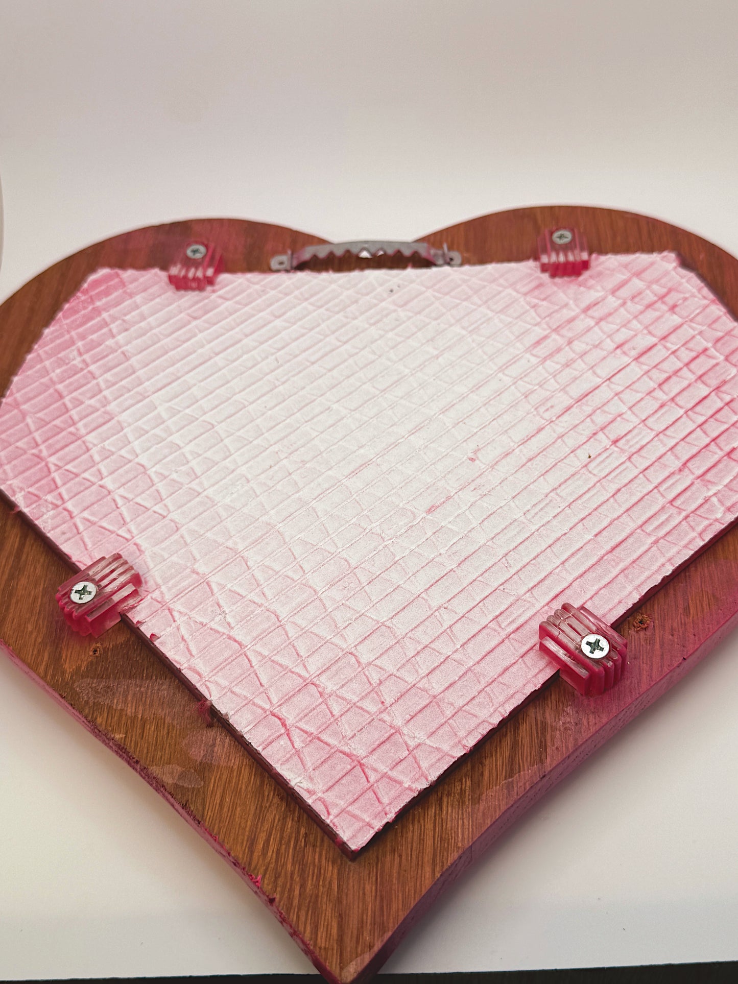 Vintage Pink Heart Wall Mirror (Hand-Painted, 10” x 10”)