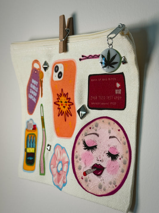 Stoner Girl Hand-Pressed Bag | 8 x 6 Natural Cotton | Luxe