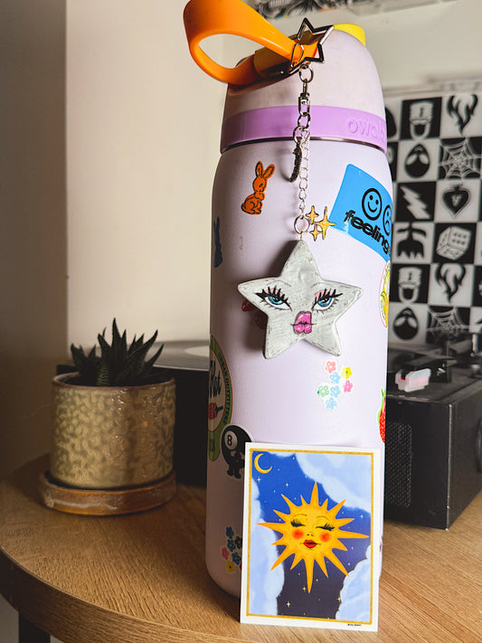 Whimsical Sun Vinyl Sticker | Celestial Sun Art