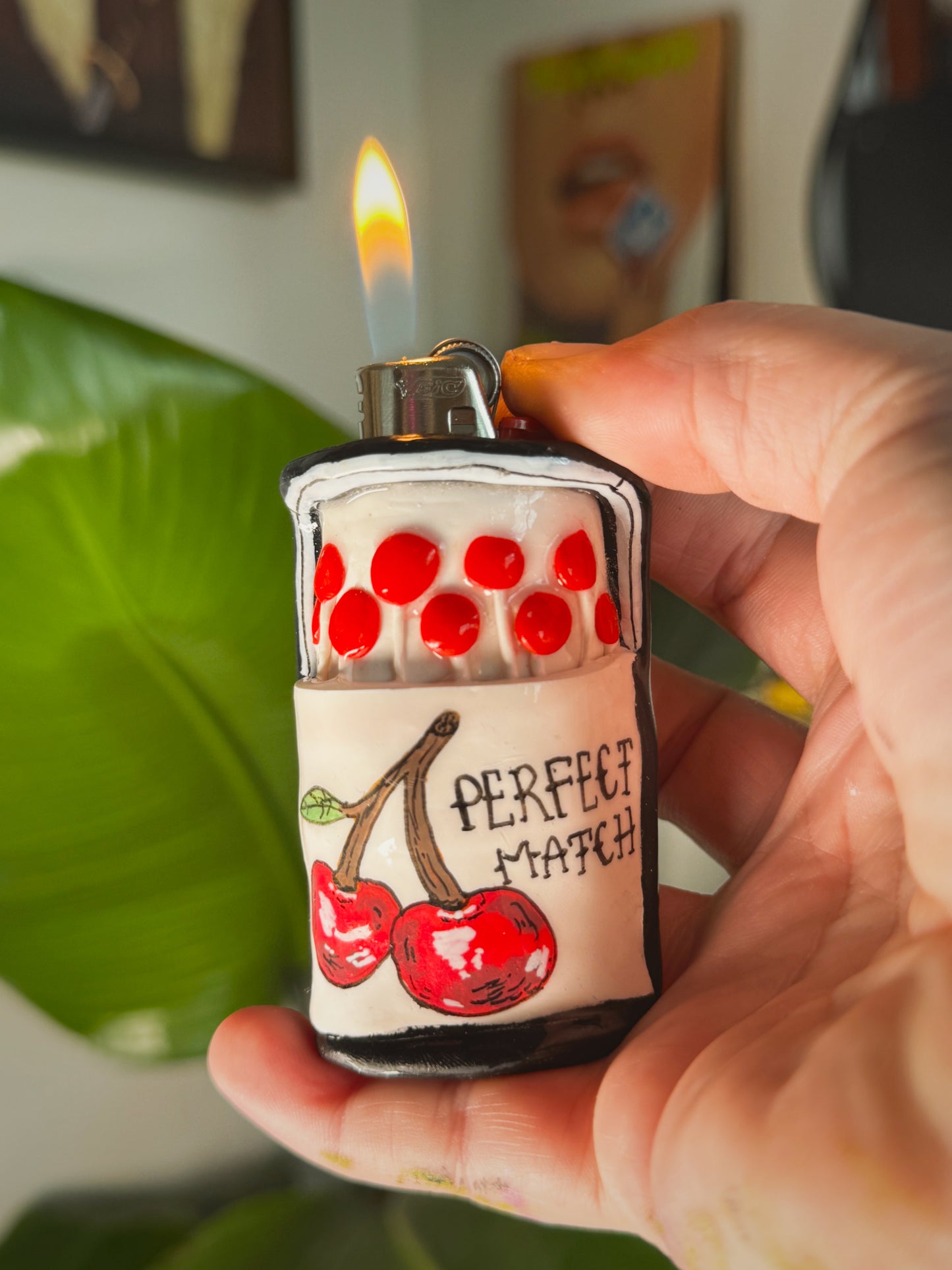 Perfect Match Matchbox Lighter Case| Fits Standard Bic | Handmade Polymer Clay Art