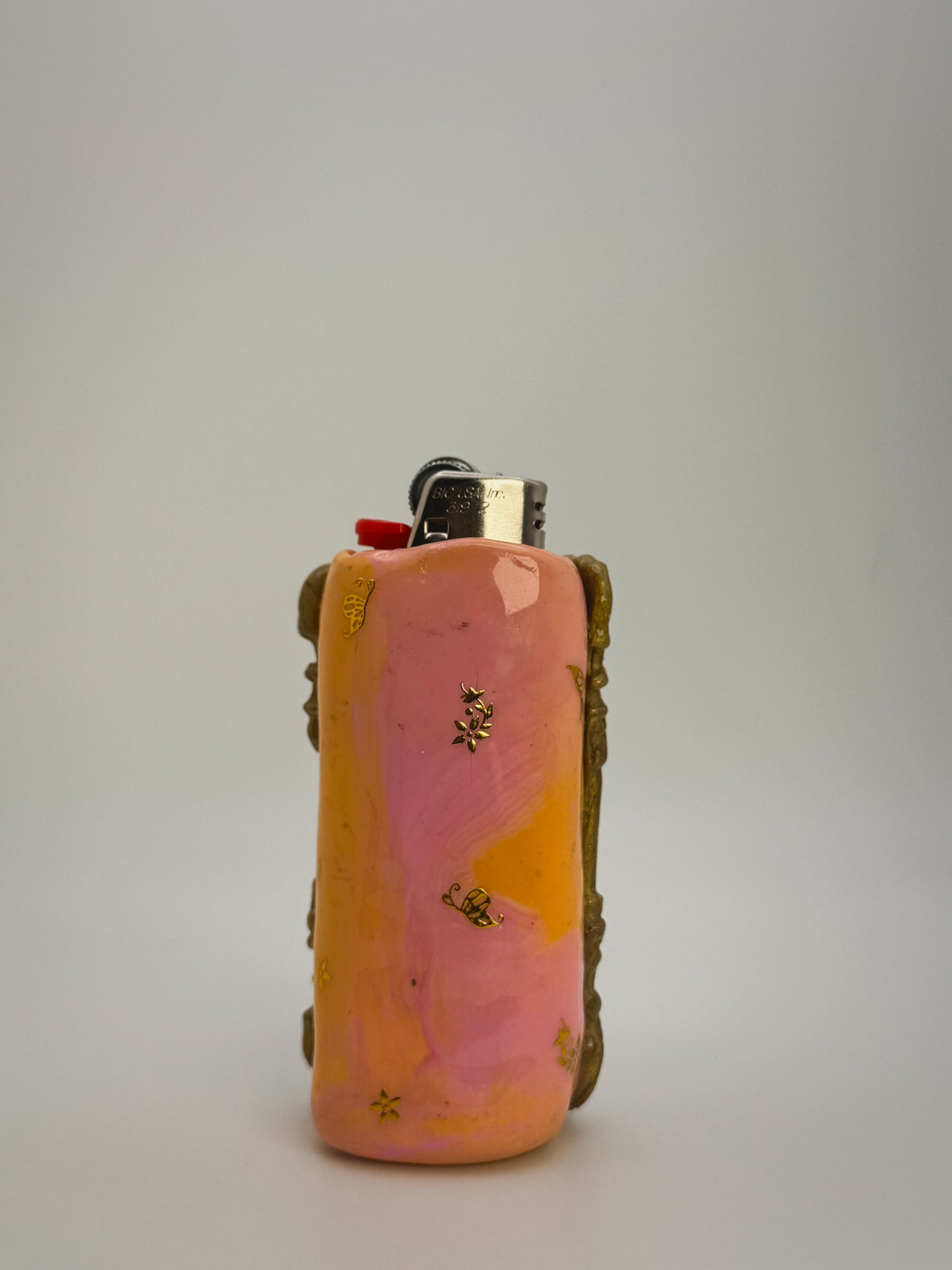 Vintage Framed Butterfly Lighter Case| Fits Standard Bic | Handmade Polymer Clay Art