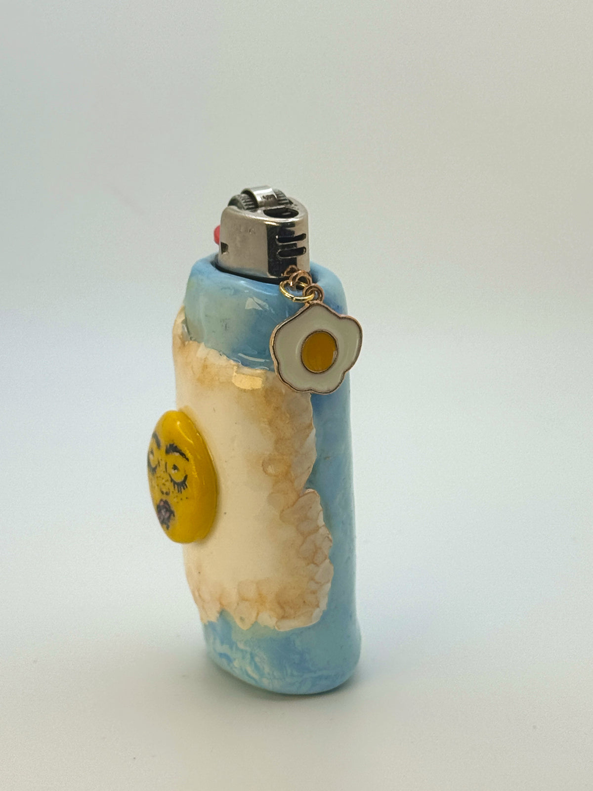 Double Fries Egg Case with charm| Fits Standard Bic | Handmade Polymer Clay Art