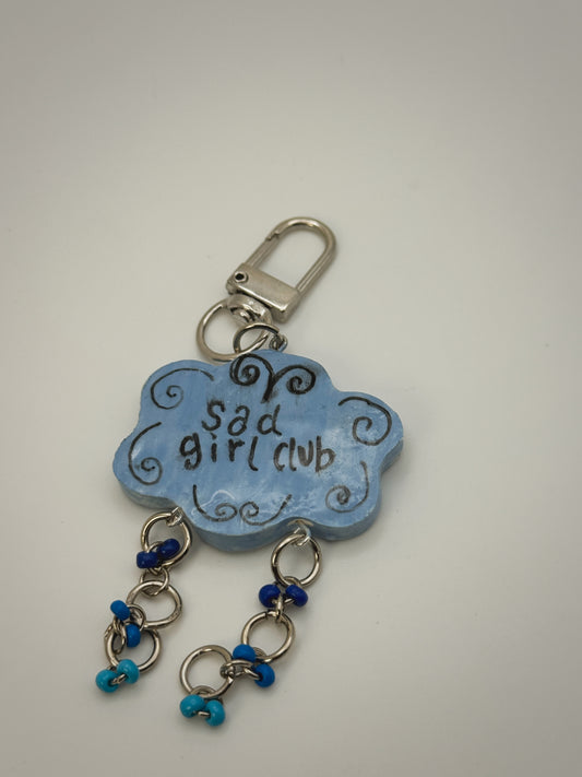 Sad Girl Club Bag Charm | Handmade Polymer Clay Key Chain