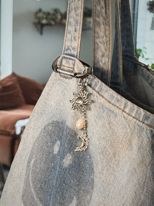 Silver Celestial Bag Charm | Handmade Key Chain