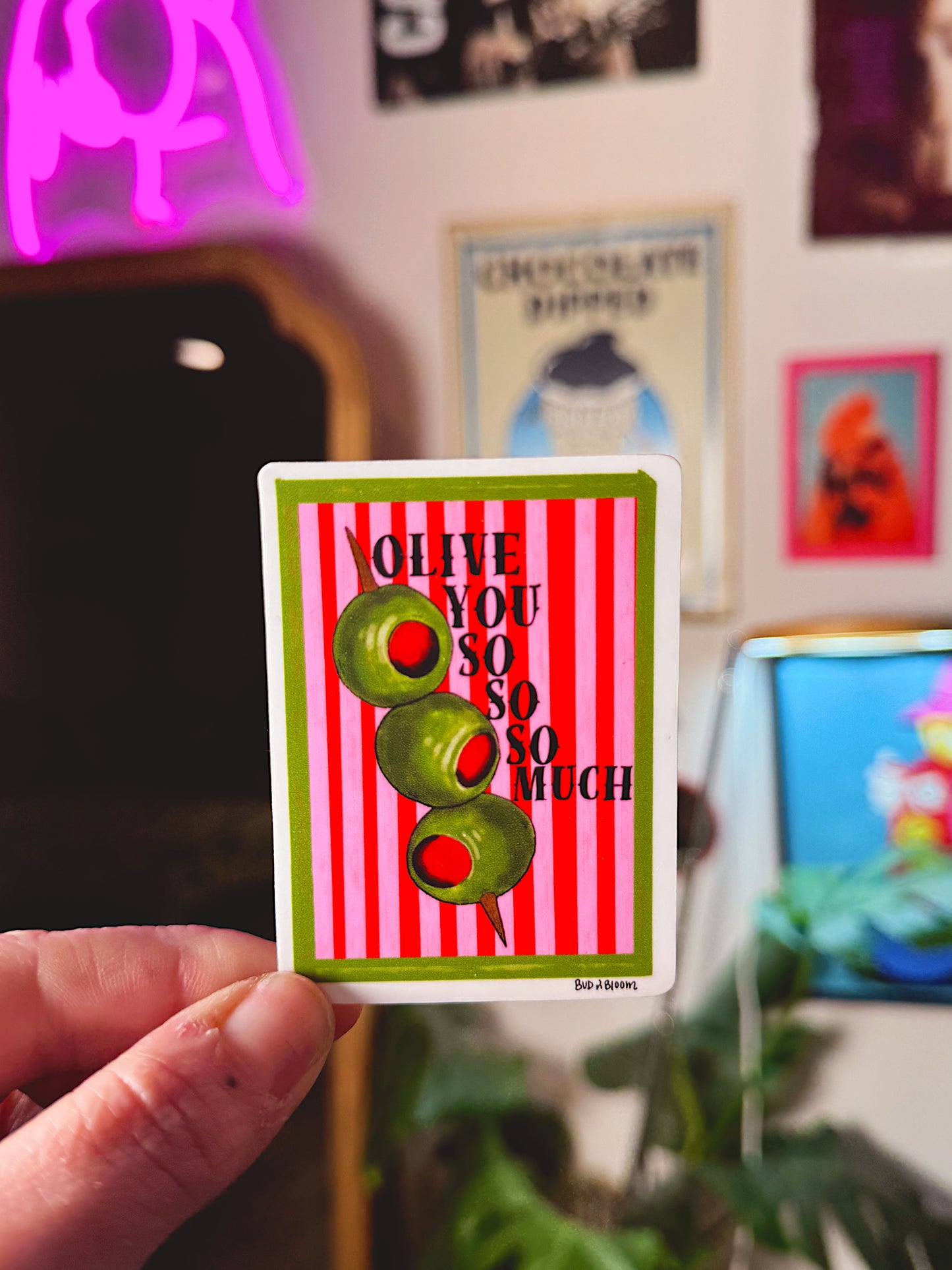 Olive You So Much Sticker – Martini Olive Love Pun Vinyl Sticker