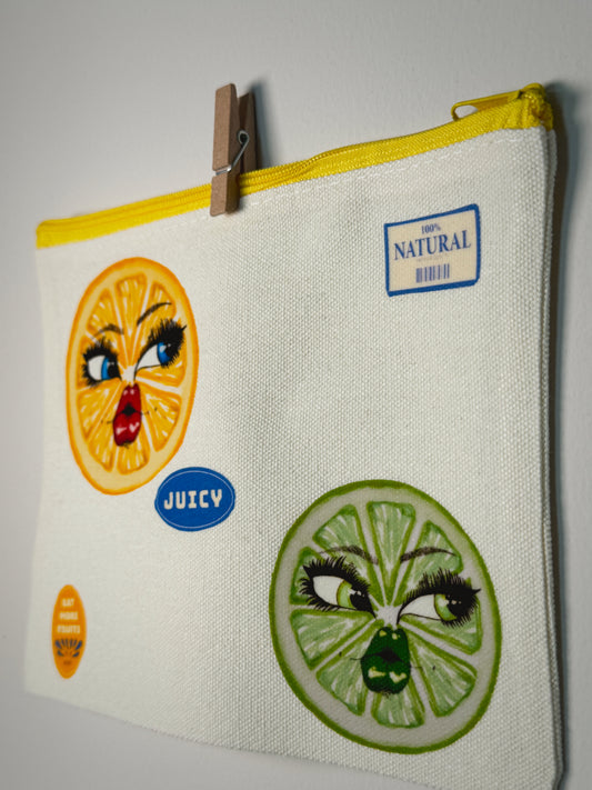 Citrus Sisters Bag Hand-Pressed Bag | 8 x 6 Natural Cotton