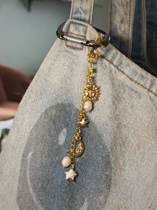 Gold Celestial Bag Charm | Handmade Key Chain