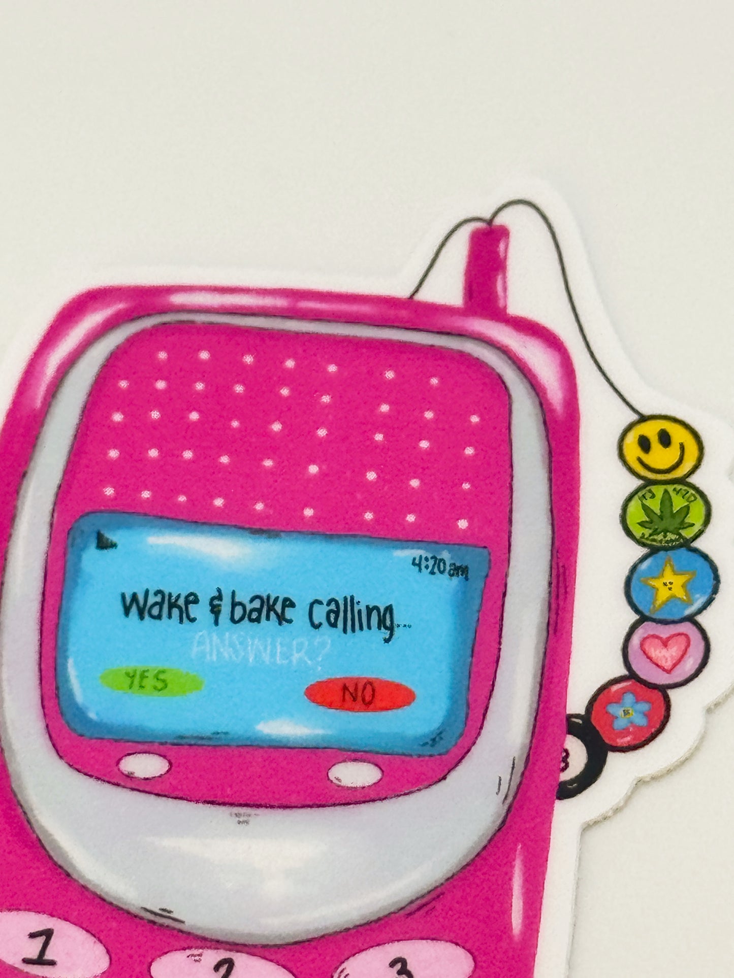 Wake & Bake Calling Sticker | 90s Cell Phone Vinyl Sticker