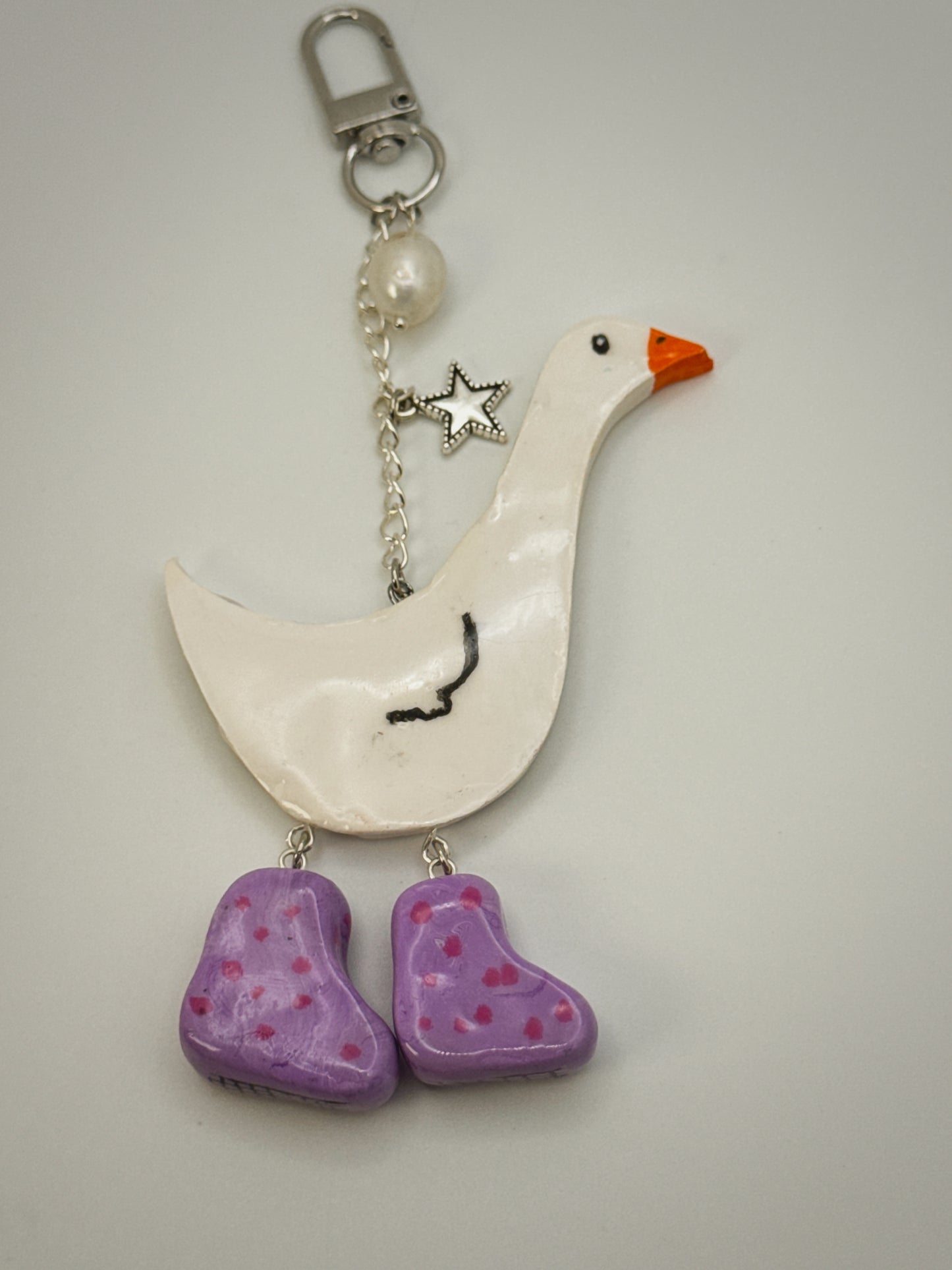 Silly Goose Charm | Handmade Polymer Clay Key Chain
