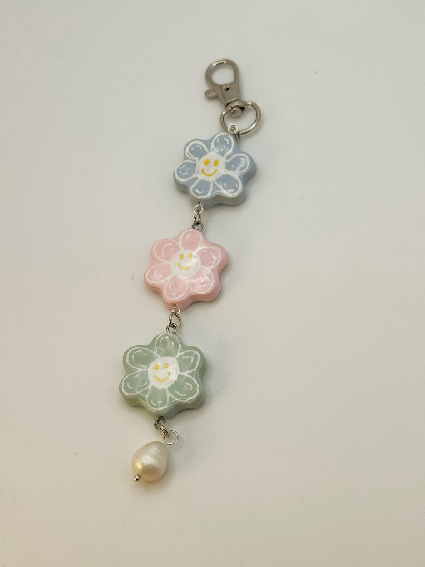Mood Swing Flowers Keychain – Handmade Polymer Clay Bag Charm