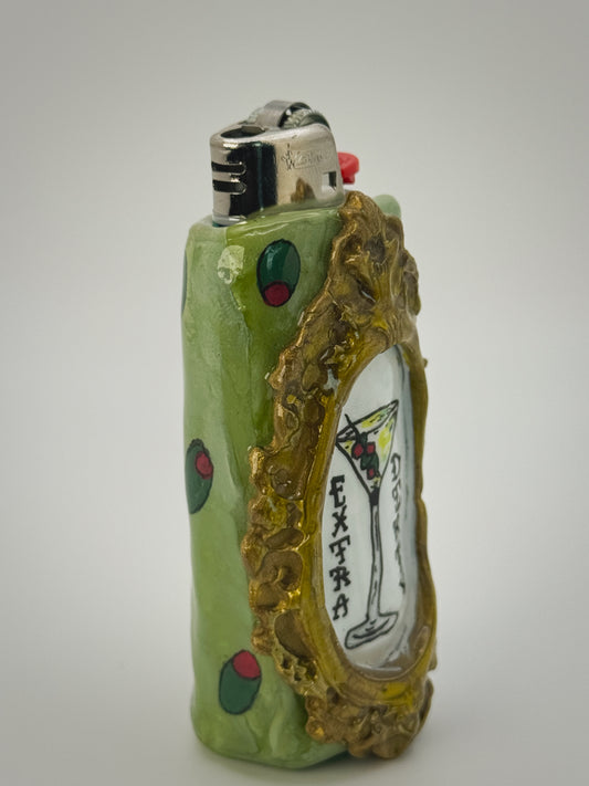 Vintage Frame Extra Dirty Martini Lighter Case| Fits Standard Bic | Handmade Polymer Clay Art