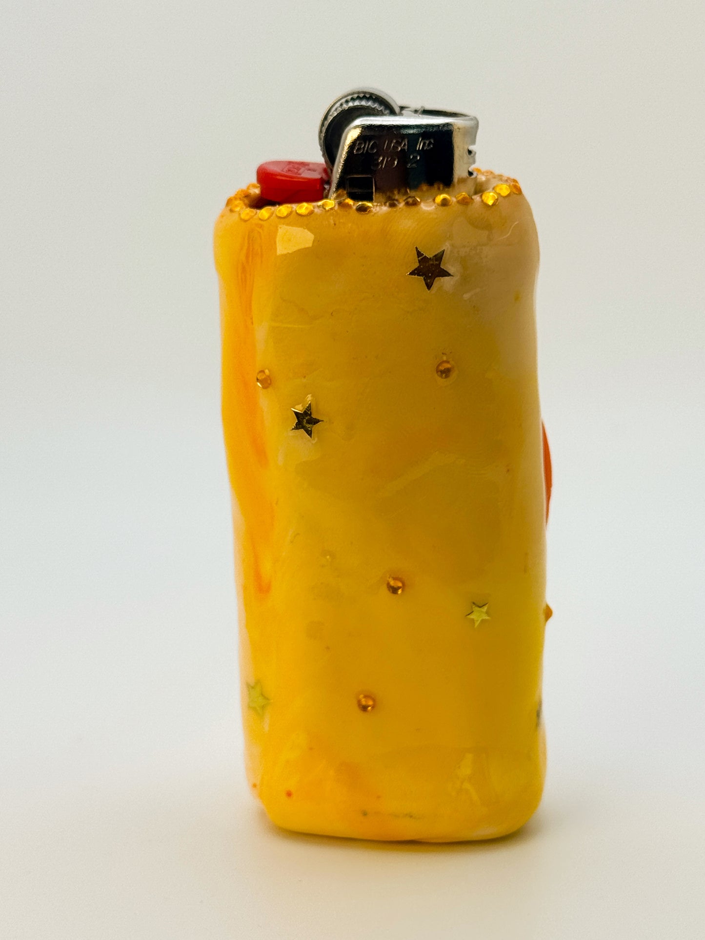 Smoking Orange Lighter Case| Fits Standard Bic | Handmade Polymer Clay Art
