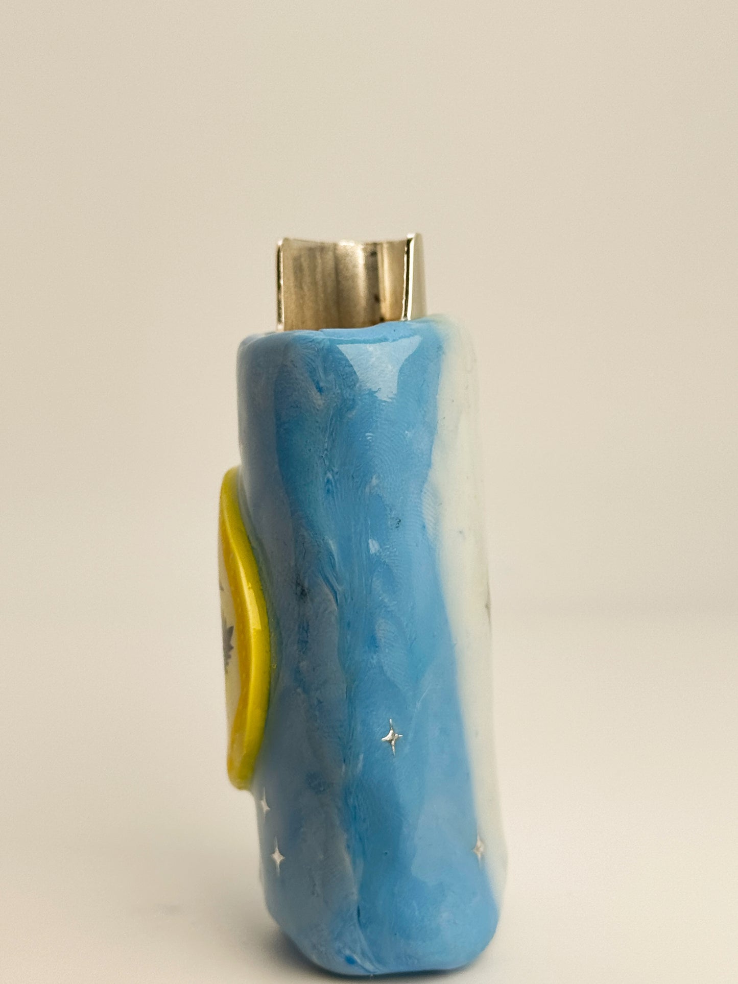 Sour Lemon Face Lighter Case w/ Charm | Fits Standard Bic | Handmade Polymer Clay Art