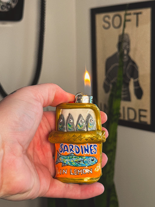 Sardines in Lemon Lighter Case – Hand-Sculpted Novelty Bic Cover