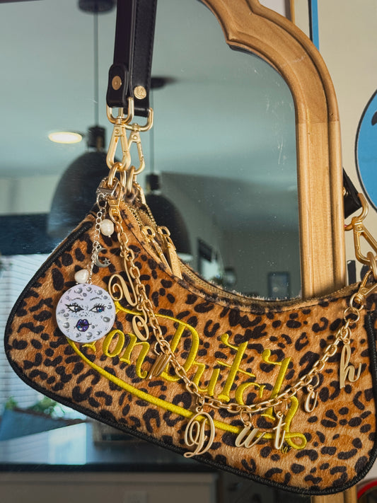 Sassy Moon Keychain – Handmade Polymer Clay Bag Charm