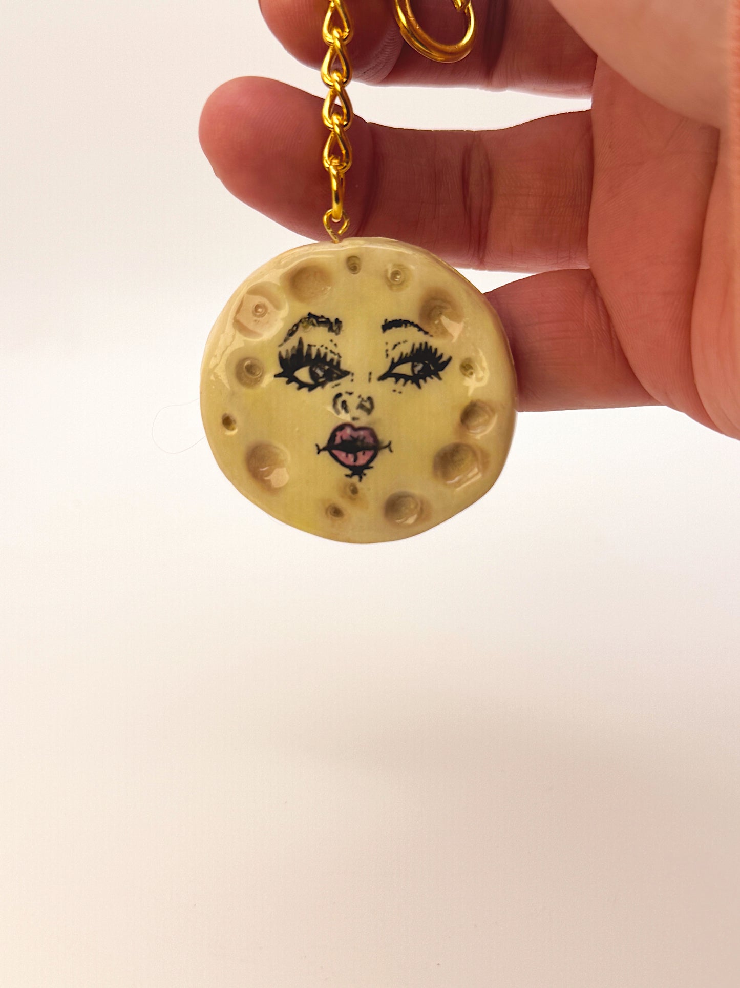 Moon Babe Keychain – Hand-Sculpted Celestial Charm