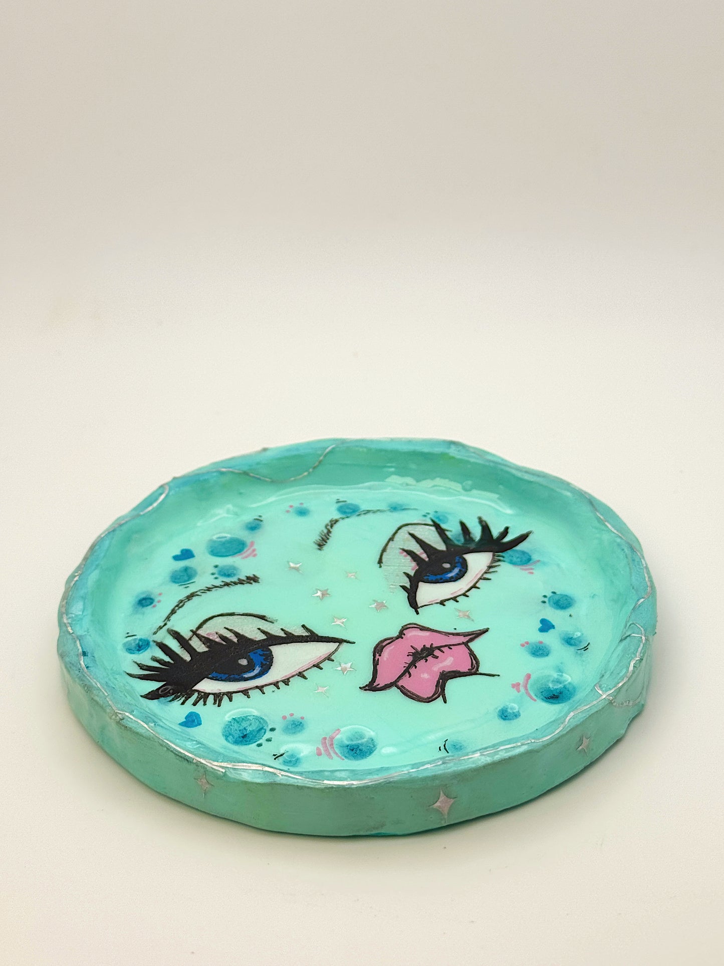 Minty Moon Babe Trinket Dish — 4.5” Hand-Painted Moon