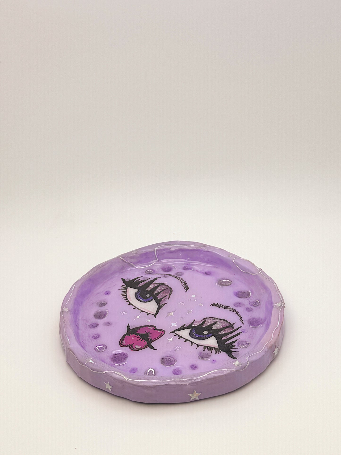 Lavender Lunar Babe Trinket Dish — 4.5- 5” Hand-Painted Moon