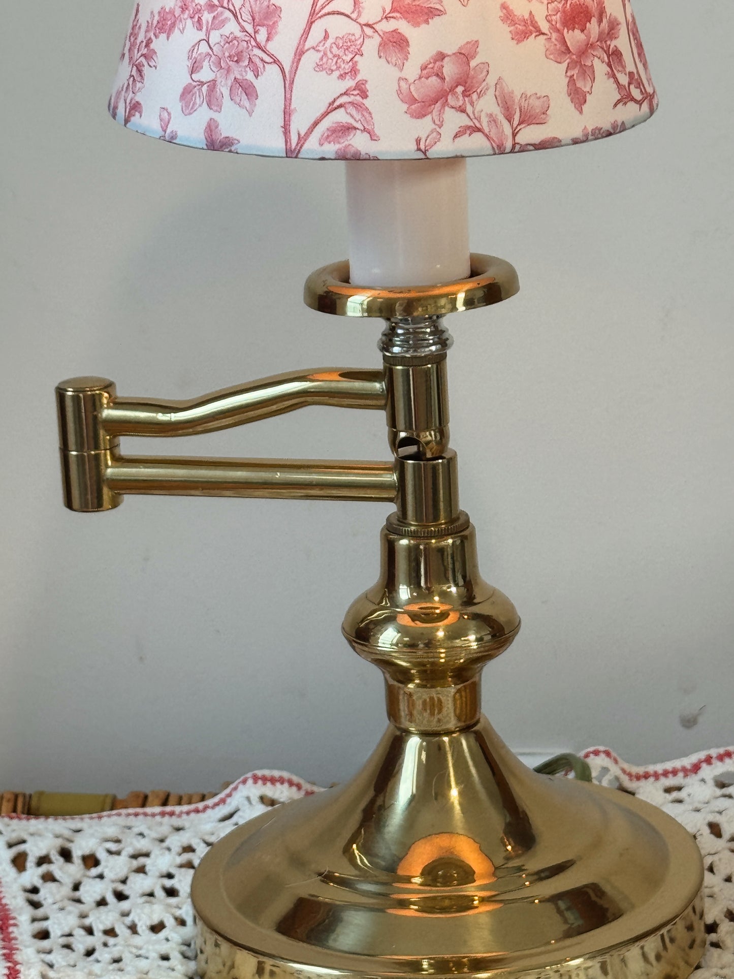 Vintage Brass Candlestick Lamp with Adjustable Swing Arm