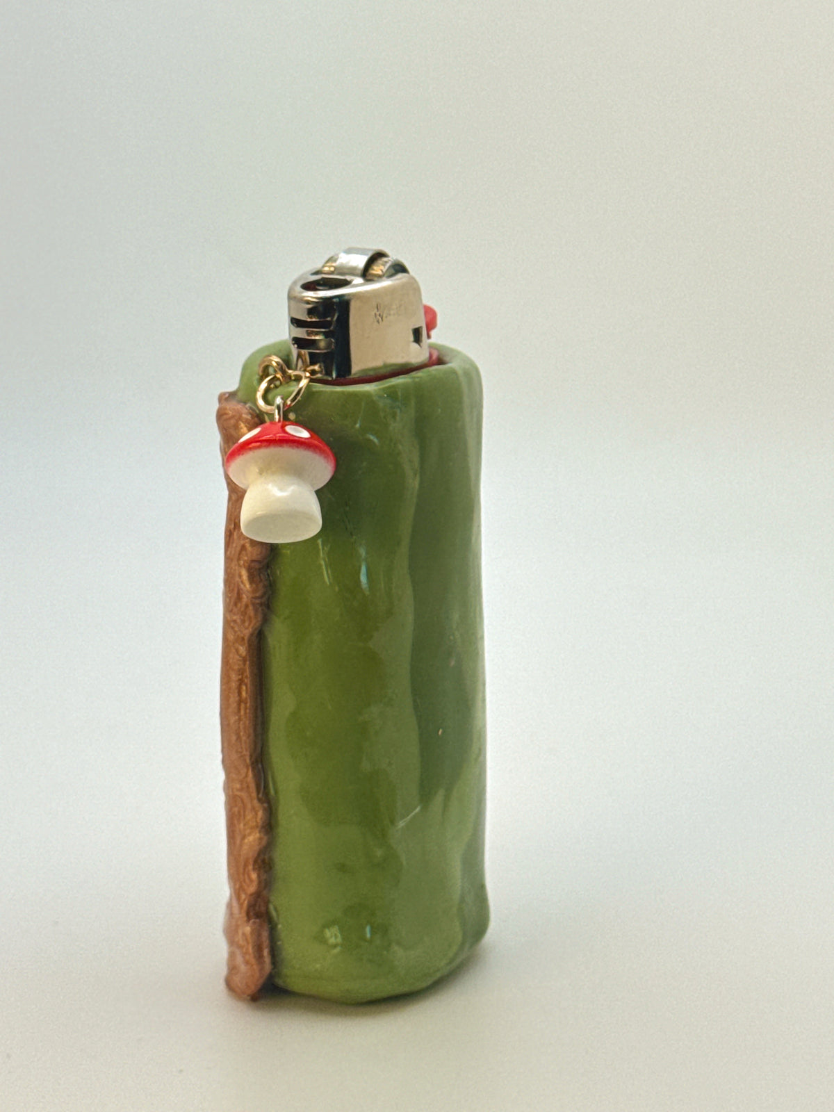 Vintage Frame Snail On A Mushroom Case with charm| Fits Standard Bic | Handmade Polymer Clay Art