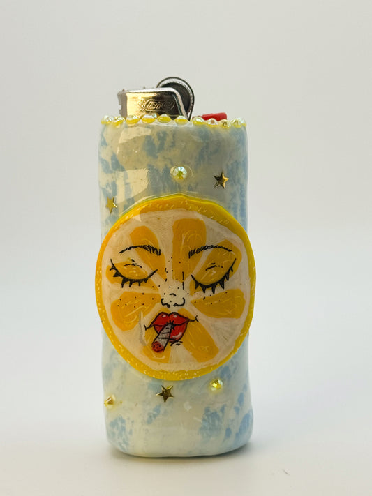 Smoking Lemon Lighter Case| Fits Standard Bic | Handmade Polymer Clay Art