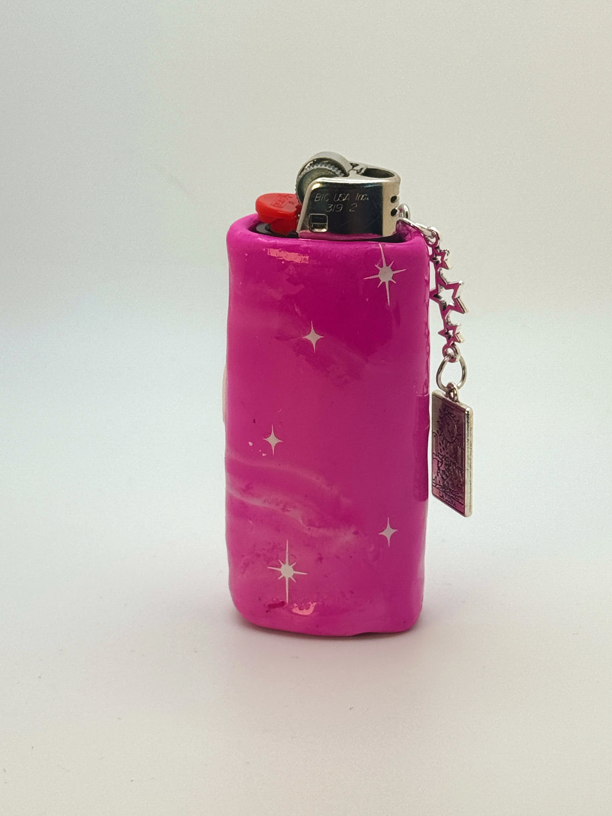Smoking Moon Case with charm| Fits Standard Bic | Handmade Polymer Clay Art