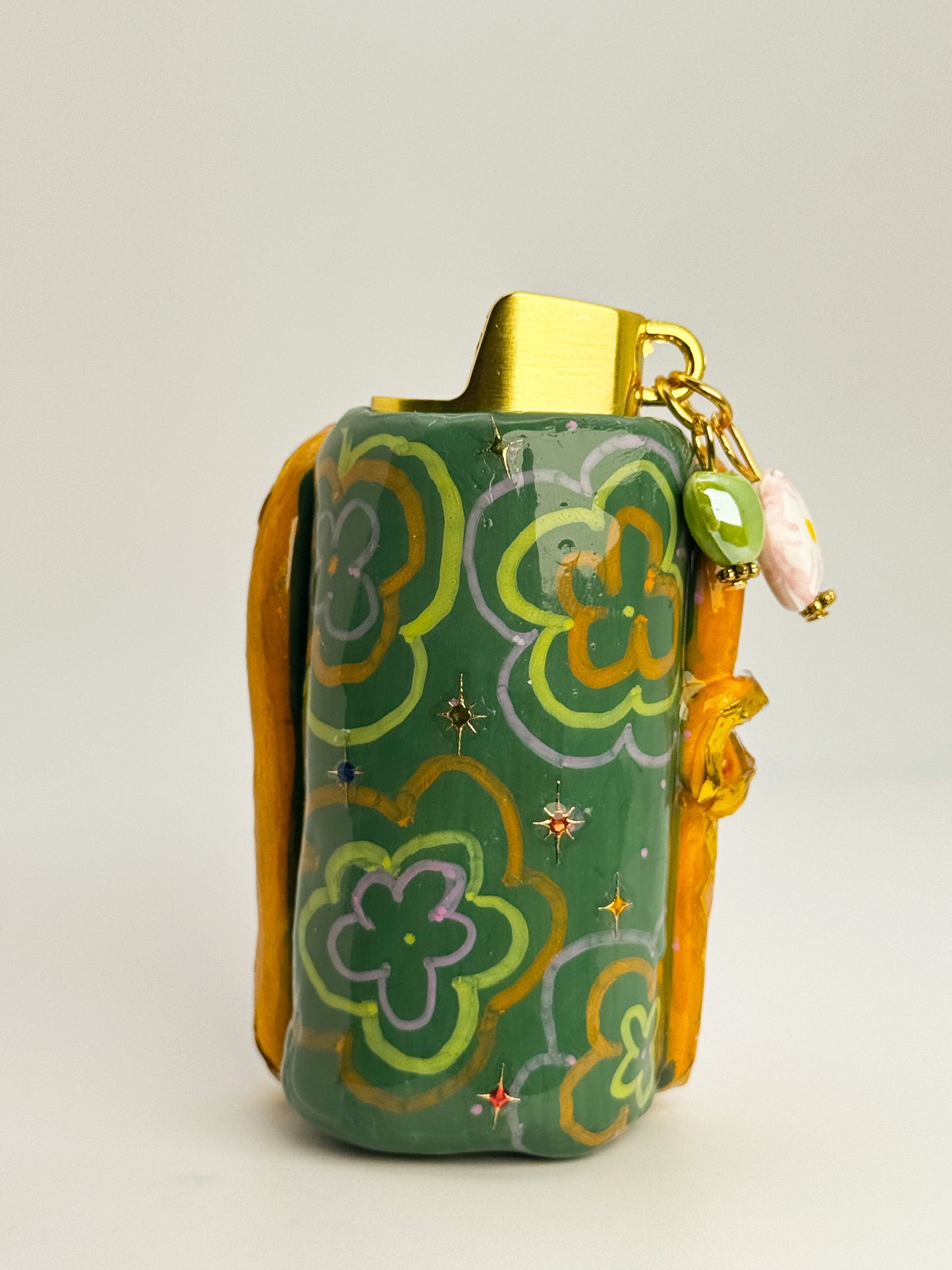 Smoked Sardines Lighter Case w/ Charm | Fits Standard Bic | Handmade Polymer Clay Art