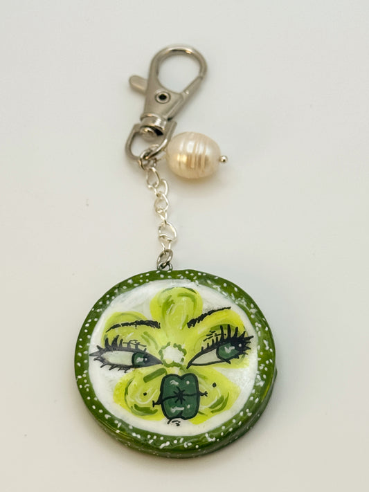 Sassy Lime Keychain – Handmade Polymer Clay Bag Charm