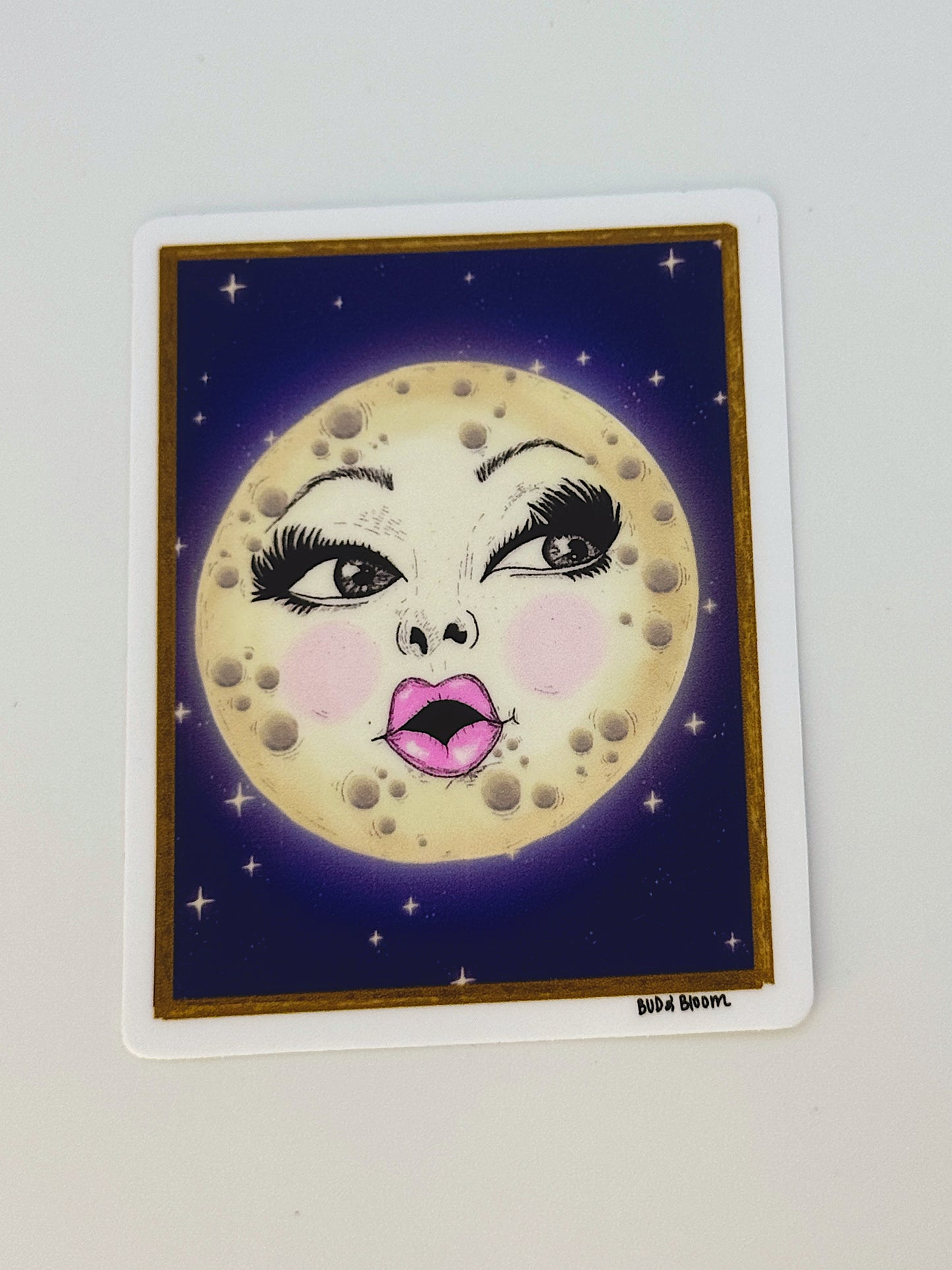 Whimsical Moon Vinyl Sticker | Celestial Moon Art