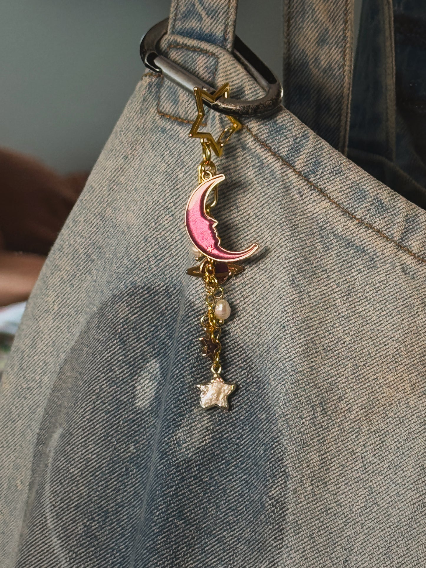 Gold & Purple Celestial Bag Charm | Handmade Key Chain