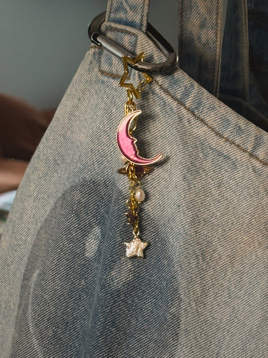 Gold & Purple Celestial Bag Charm | Handmade Key Chain