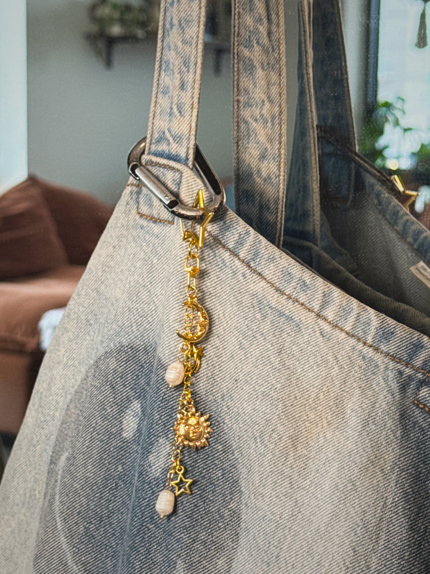 Gold Celestial Bag Charm | Handmade Key Chain