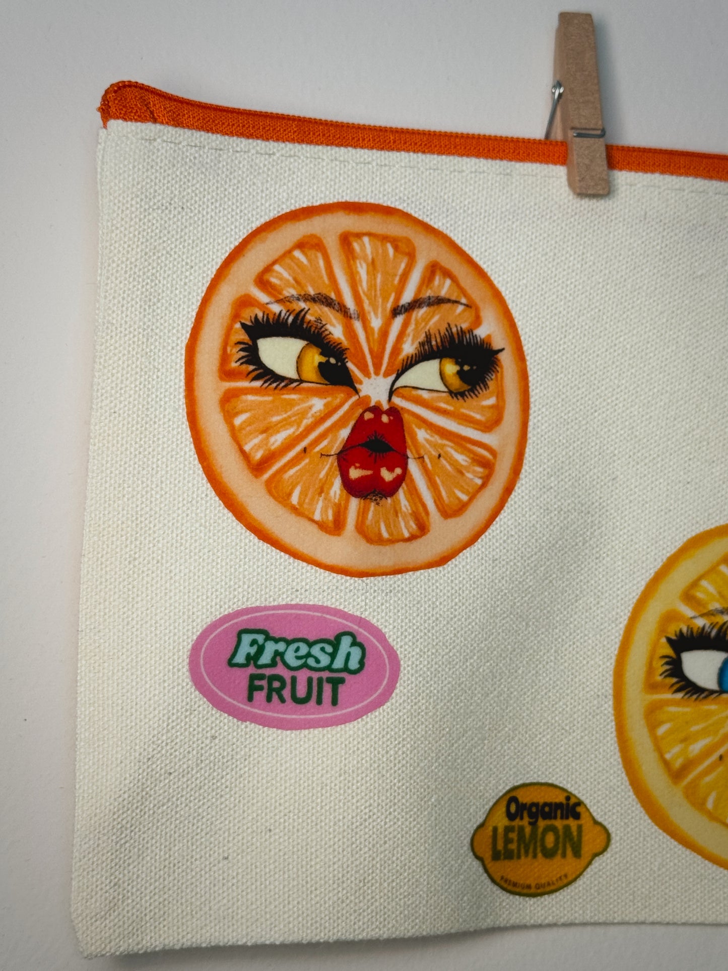 Citrus Sisters Bag Hand-Pressed Bag | 8 x 6 Natural Cotton