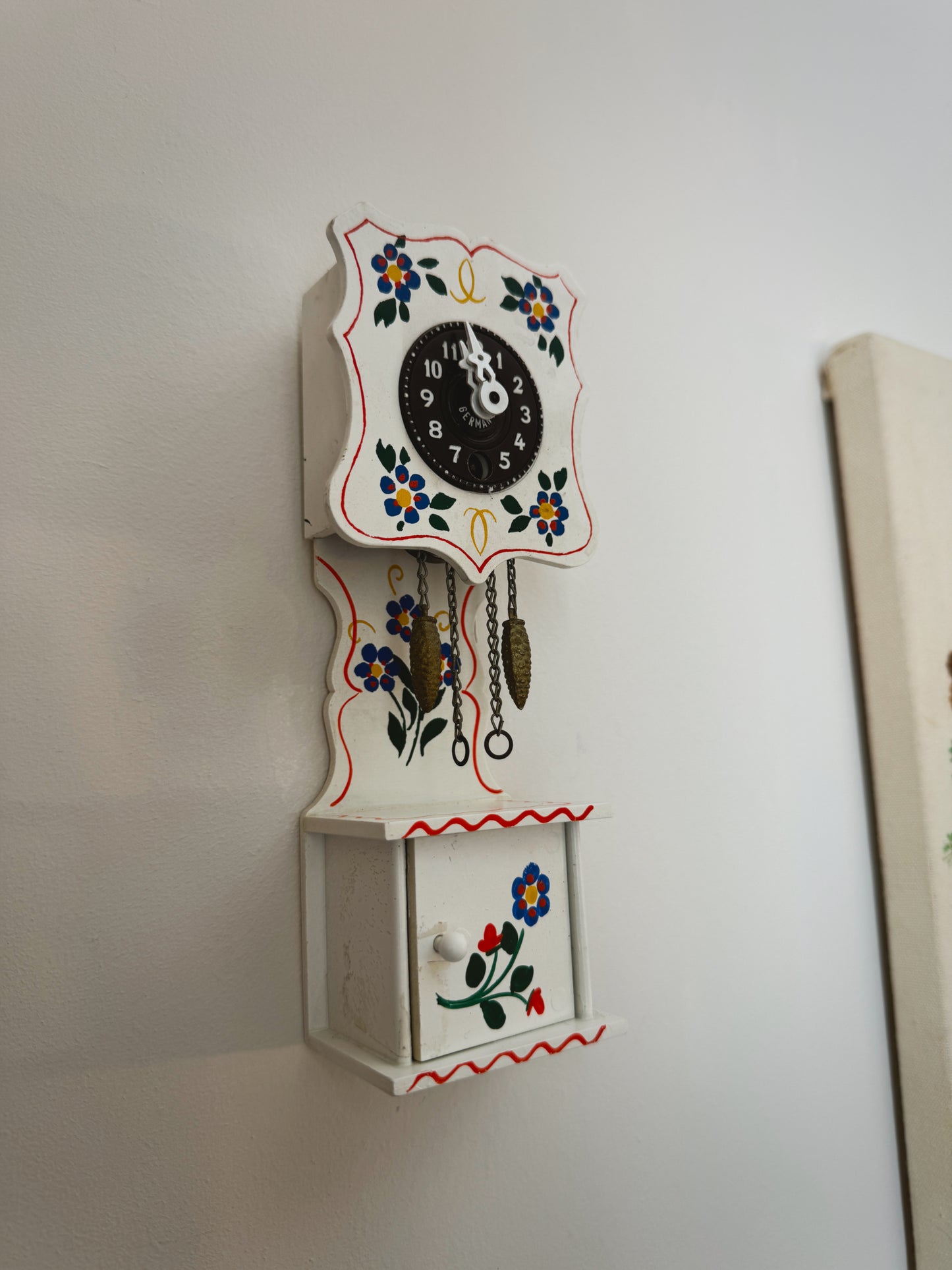 Vintage West German Mini Grandfather Clock – Hand-Painted Floral Folk Art