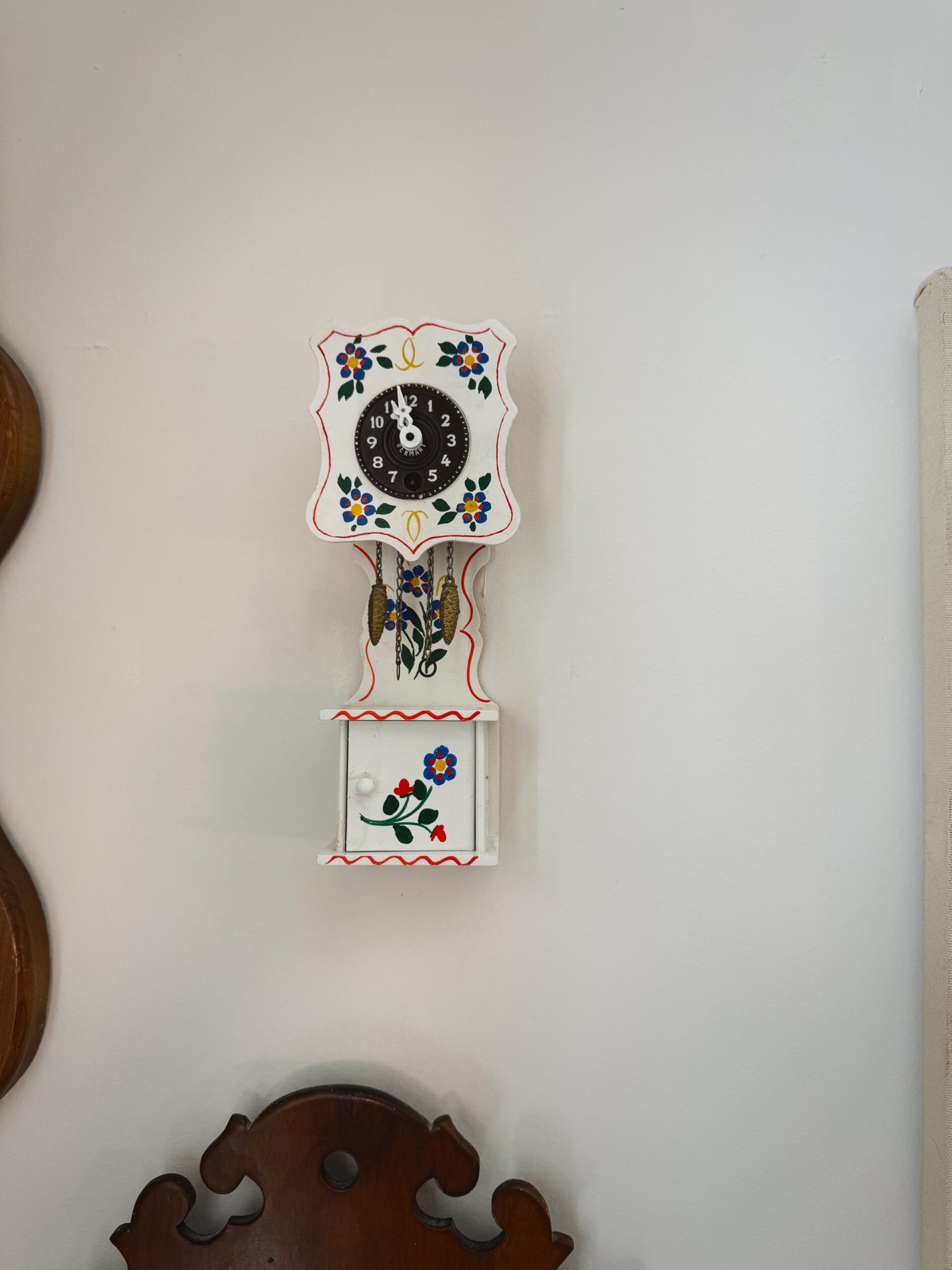 Vintage West German Mini Grandfather Clock – Hand-Painted Floral Folk Art
