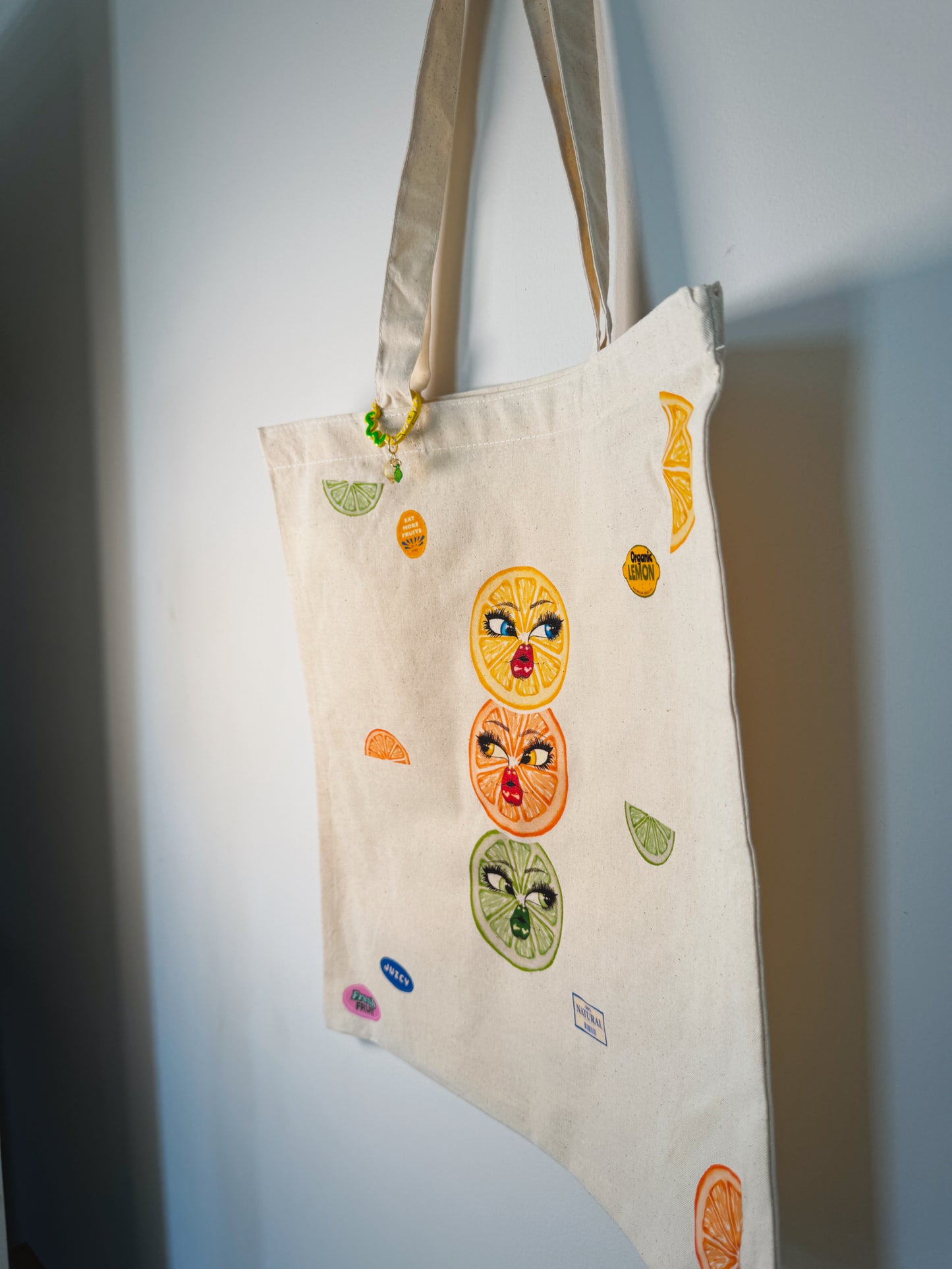 Citrus Sisters Hand-Pressed Tote Bag | 15x16 Natural Cotton — Luxe