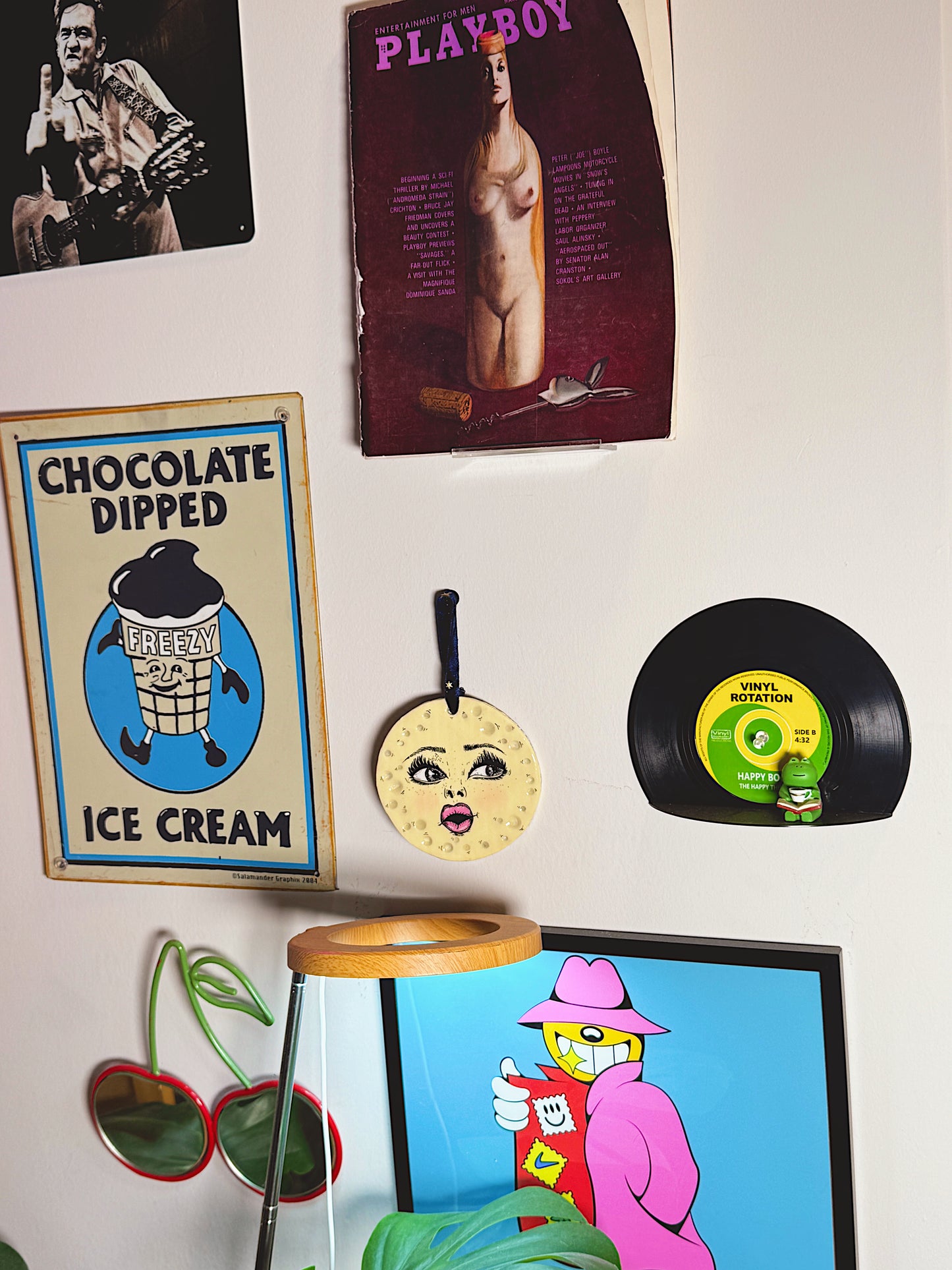 Moon Face Wall Hanging – Handcrafted Polymer Clay Art (4.5”)