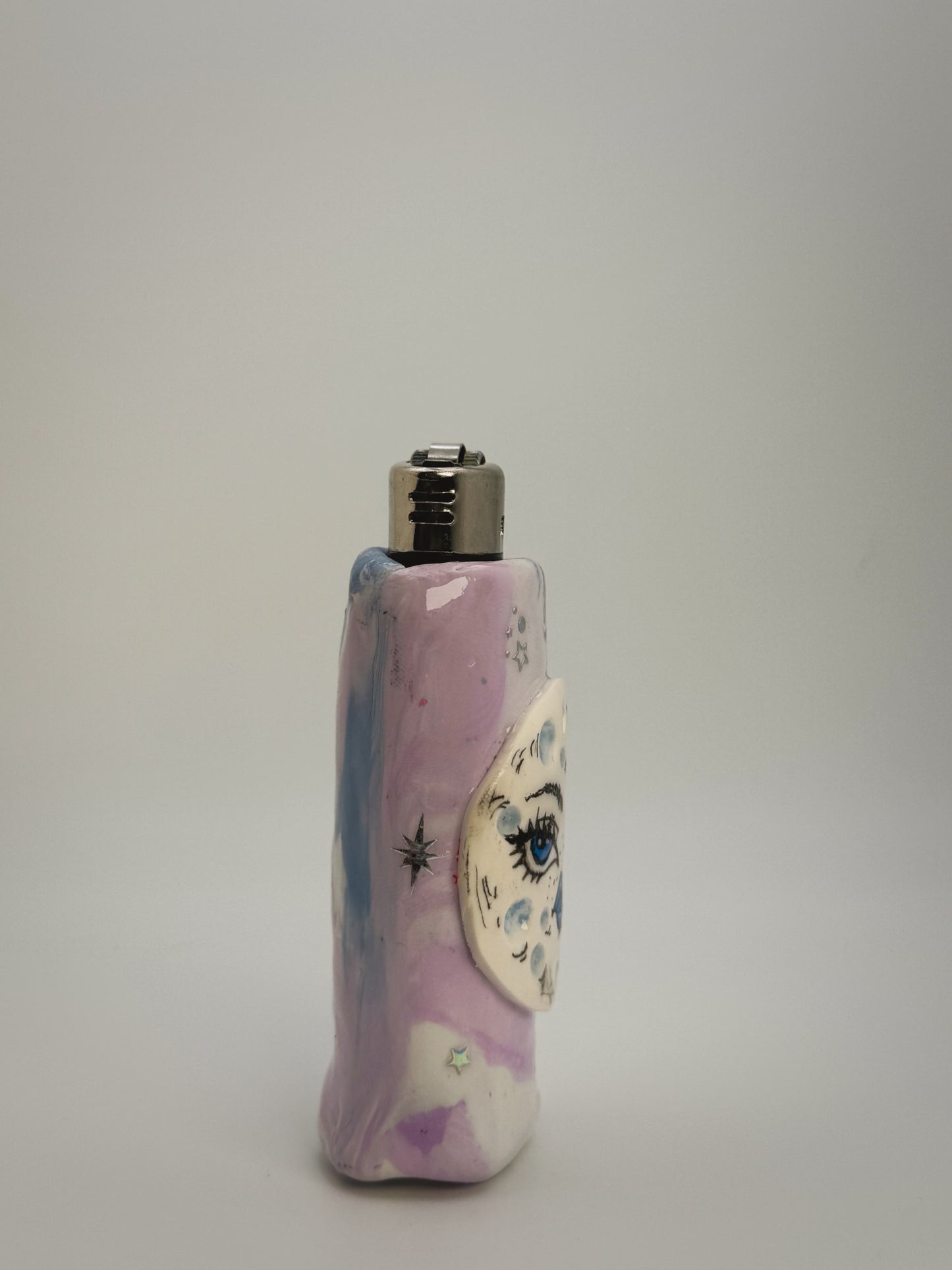 Sassy Moon Lighter Case| Fits Standard Bic | Handmade Polymer Clay Art