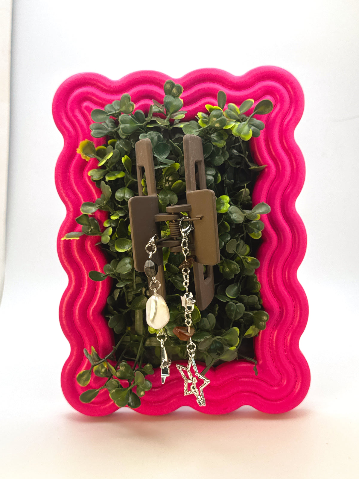 Brown Medium Claw Clip with Handmade Beaded Charms | Removable Charm Clip | 3.1”